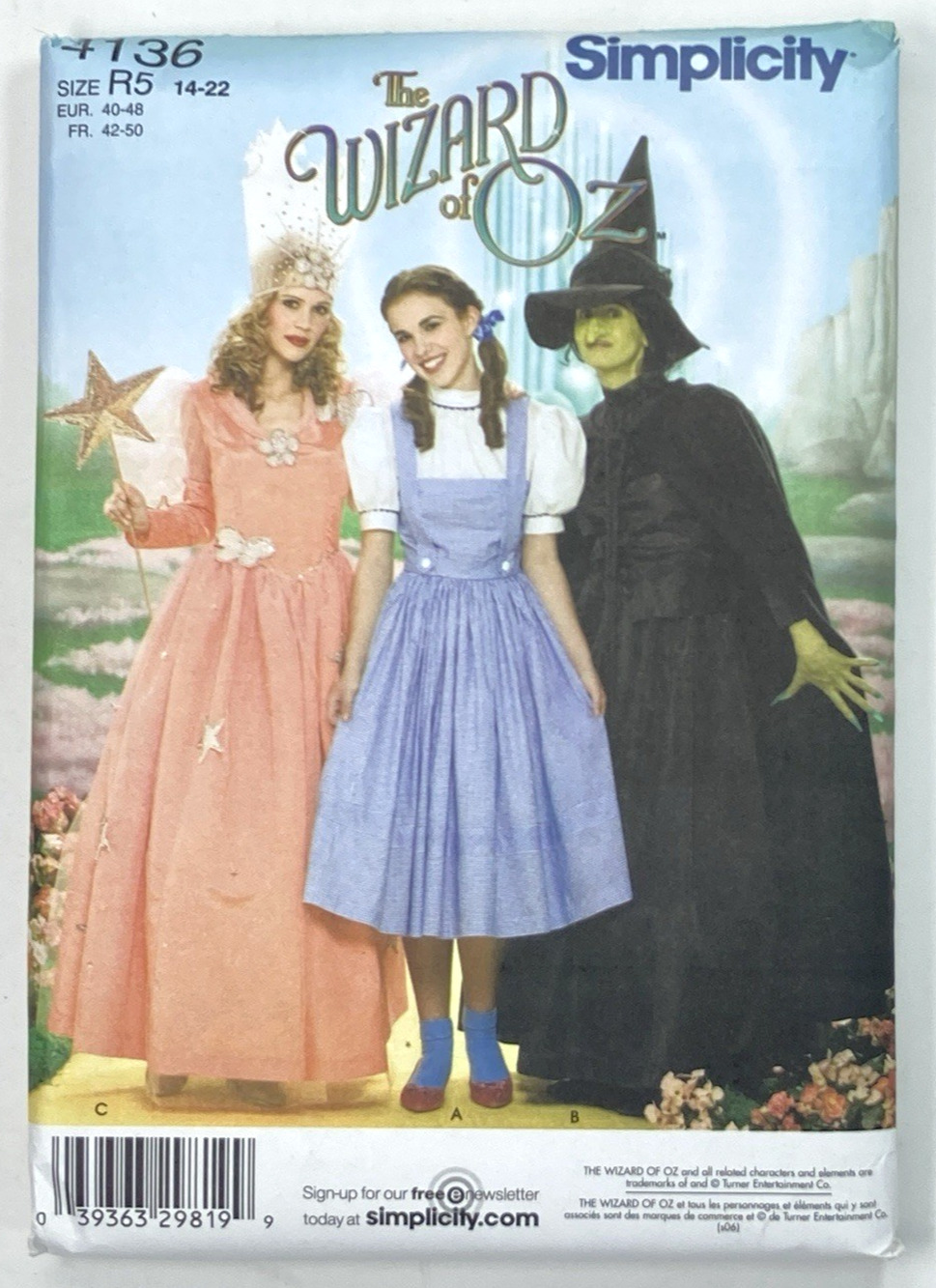 Simplicity 4136 UNCUT Wizard of Oz Costume Pattern Misses 14-22 Dorothy Witches